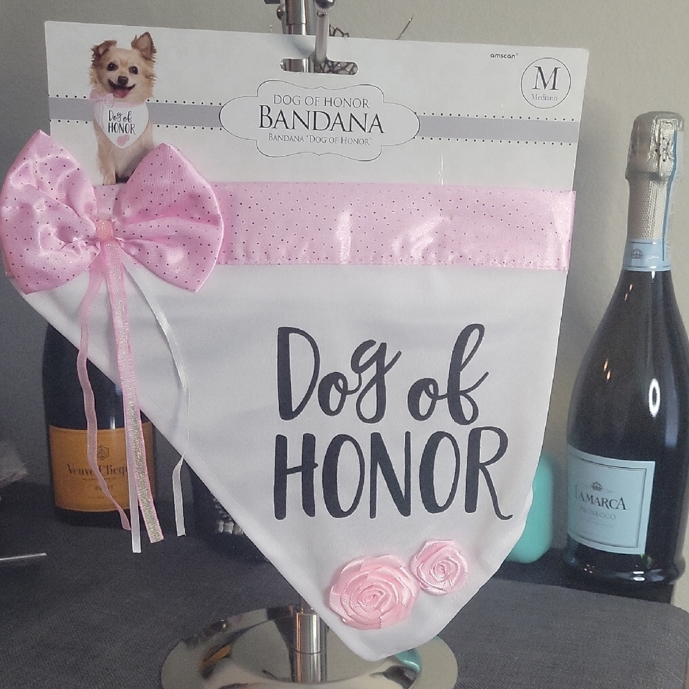 Bandana Dog of Honor - Pink and White